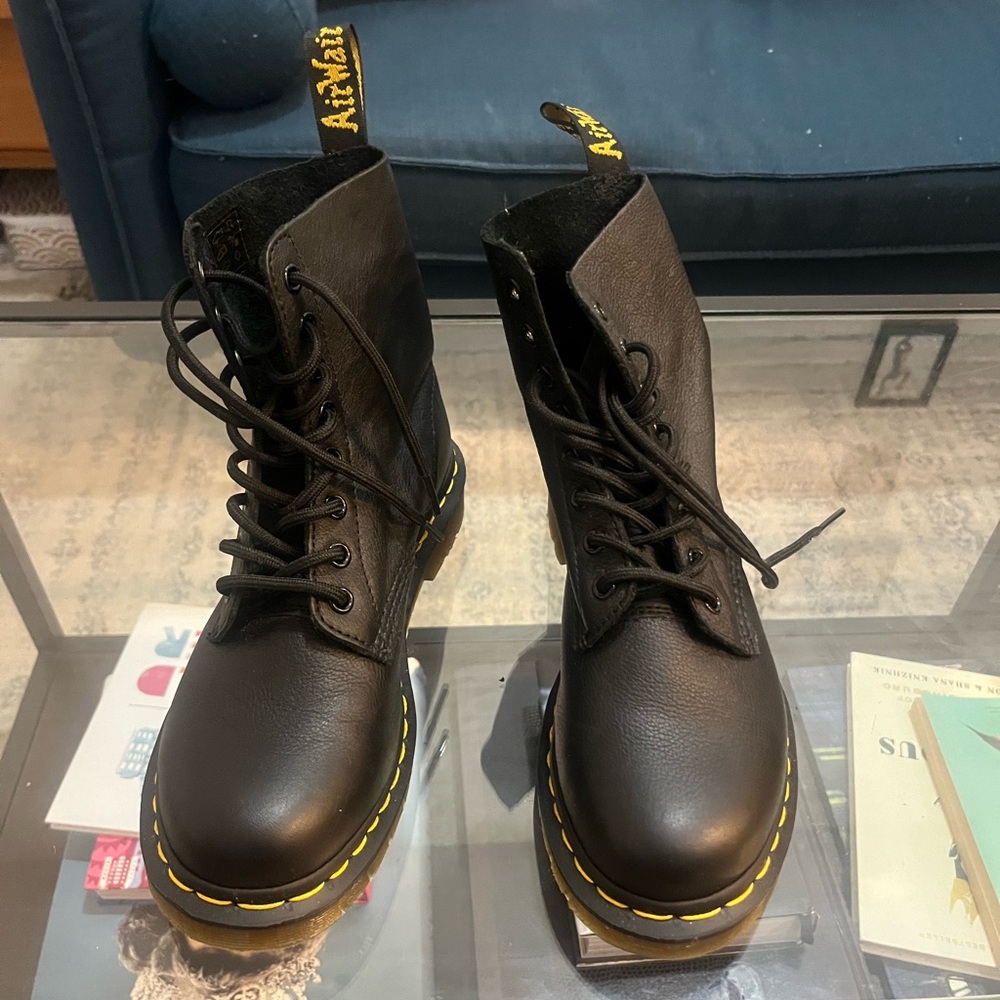 Black Leather Doc Martens Lace Up Boots